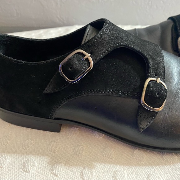 ASOS DESIGN monk shoes in black with suede leather emboss panel - Picture 11 of 15